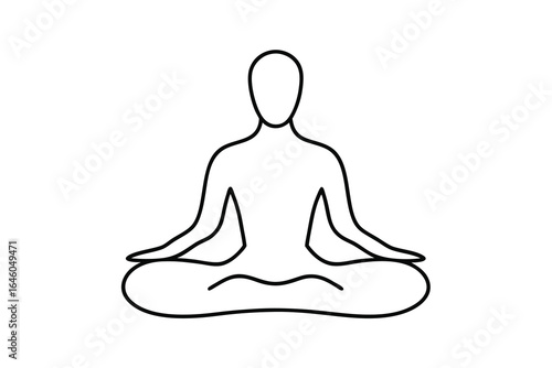 Simple single line outline a person meditating in lotus pose meditation yoga
