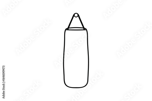 Simple single line outline a punching bag hanging from a loop boxing sport