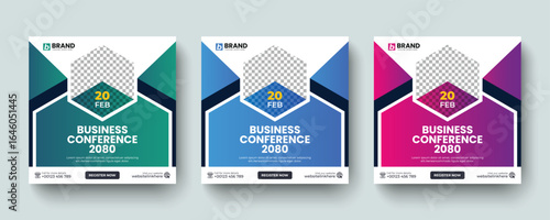 Abstract digital business conference square social media post or web banner ad template. Professional online digital business conference, online banner, promotion, advertising, digital post design.