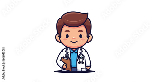 An inviting and friendly male doctor VECTOR illustration, perfectly designed for healthcare, medical services, and pediatric content.
