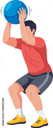 Man in athletic wear performing a ball exercise.