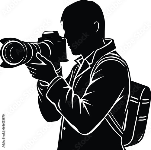  professional photographer with camera vector art  