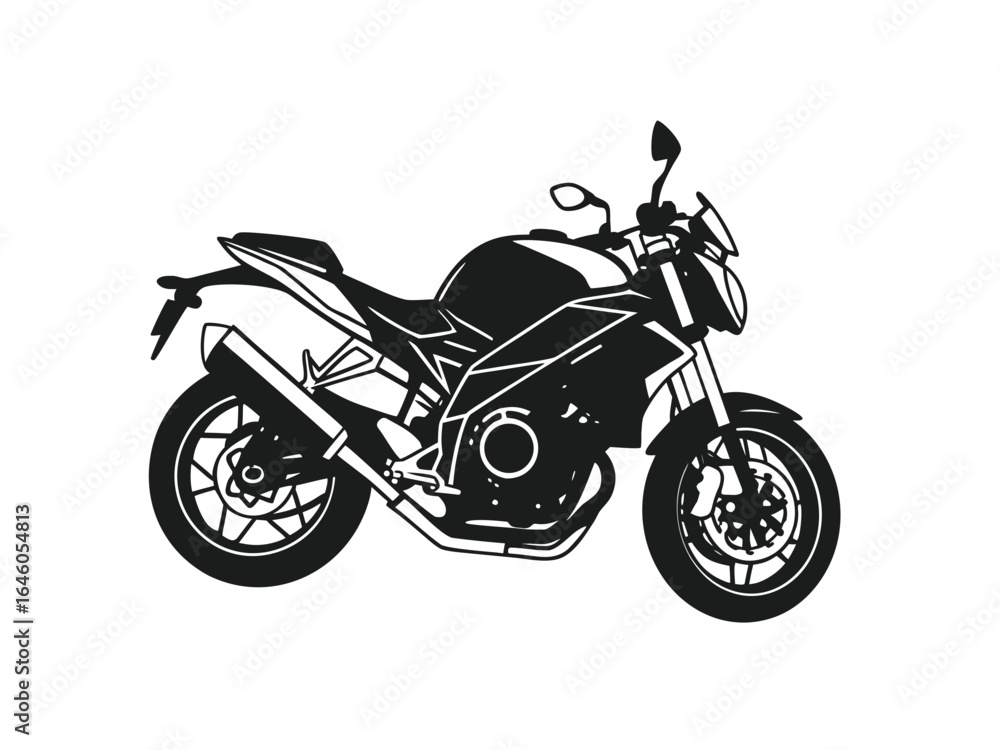 Fototapeta premium Silhouette of an Isolated Sports Motorcycle Side View on White Background