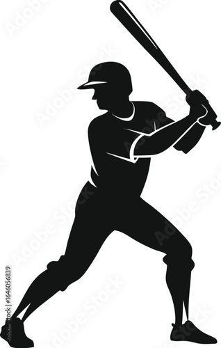 Silhouette of a baseball batter in action