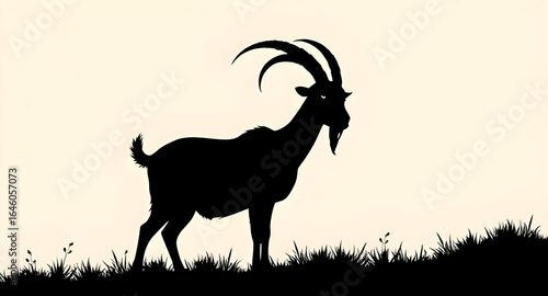 pasture goat silhouette, goat on grass, farm silhouette, goat illustration, nature silhouette, animal outline, mountain goat silhouette, countryside goat, goat clipart, grazing farm animal, animal vec