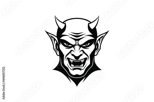 Wallpaper Mural Black and white illustration of three different devil or vampire characters with menacing facial expressions and sharp teeth silhouette Torontodigital.ca