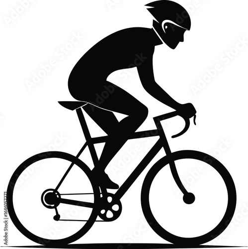 Dynamic cyclist silhouette on white background