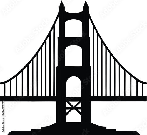 Golden gate bridge silhouette on a white background