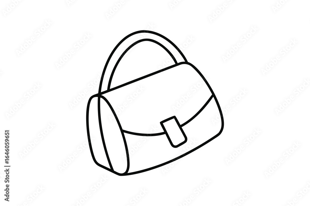 Single line outline a handbag with a handle clasp purse accessory Single line outline a handbag with a handle clasp purse accessory