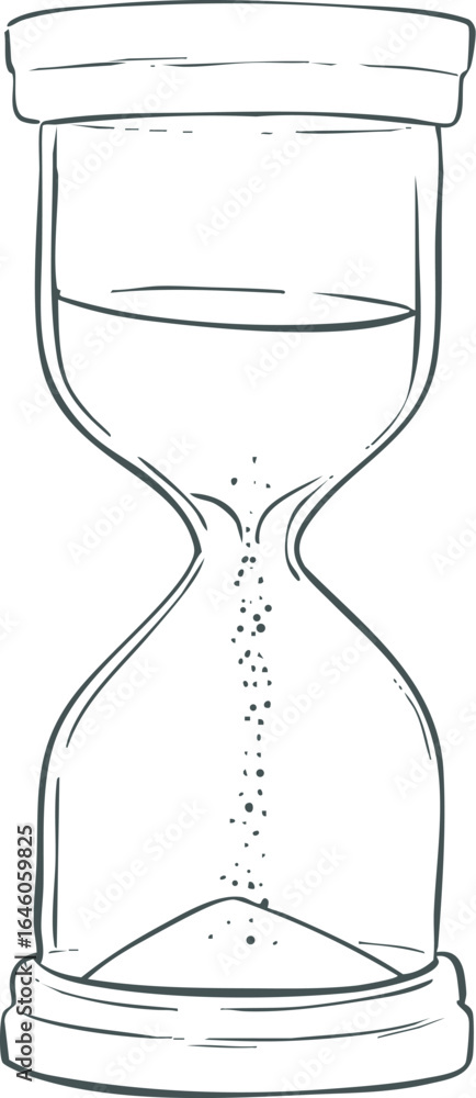 Fototapeta premium Hourglass Line Art Illustration, Sand Timer, Minimal Outline Vector, Time Management Symbol, Countdown Clipart