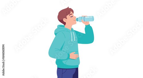Man drinking water hydration health lifestyle boy