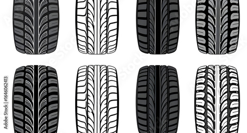 Wallpaper Mural wheel tread patterns, tire trail set, black and white tire tracks, burnout tire marks, tire texture, abstract tire tracks, off-road patterns, tire print grunge, vehicle track set, muddy road tire mark Torontodigital.ca