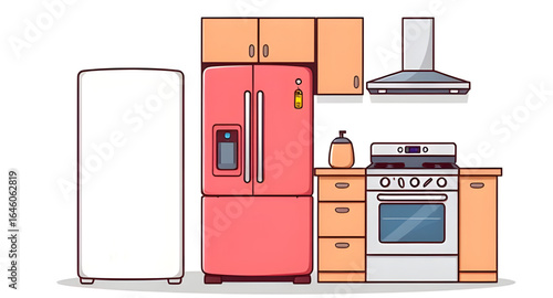 kitchen gadget set, small kitchen appliances, household appliances vector, electric kettle icon, hand blender vector, air fryer vector, pressure cooker vector, slow cooker vector, bread maker vector, 