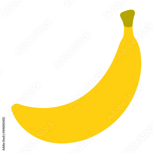 Simple yellow banana illustration on white background