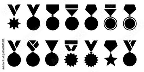 collection of various medals silhouettes representing achievement and honor