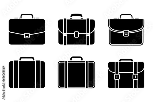 Collection of various business briefcases silhouettes