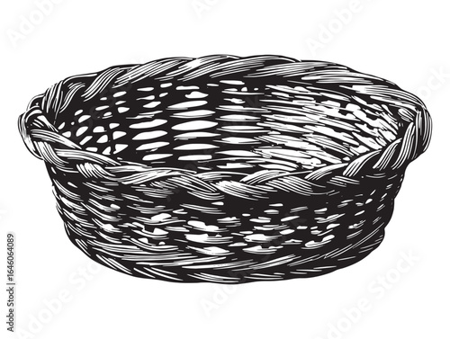 Rattan bread basket line art