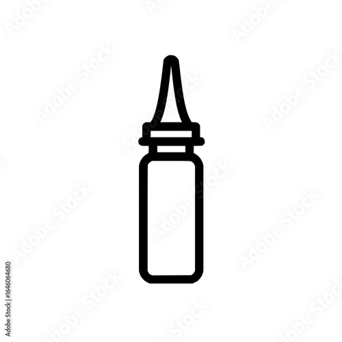 Illustration of a small bottle with a dropper applicator in a simple black outline on a white background