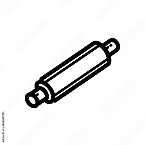 Illustration of a cylindrical object with rounded ends and a hole on each end in black and white style