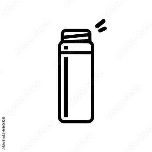 Outline drawing of a cylindrical container with a cap and two small lines to the upper right side