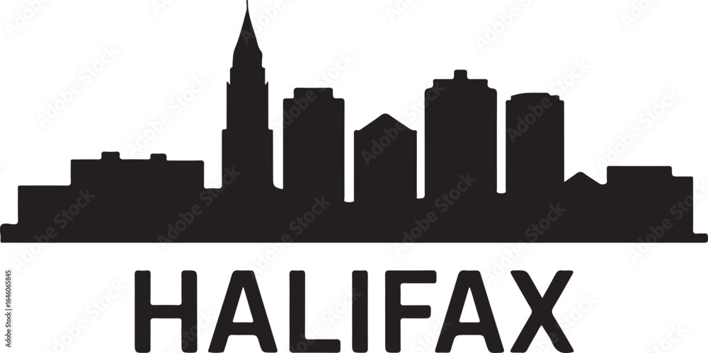 Fototapeta premium Halifax skyline horizontal banner cityscape vector black on white