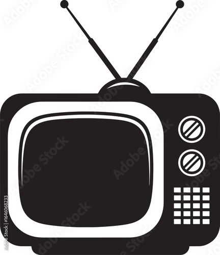 Retro television set with antenna and knobs