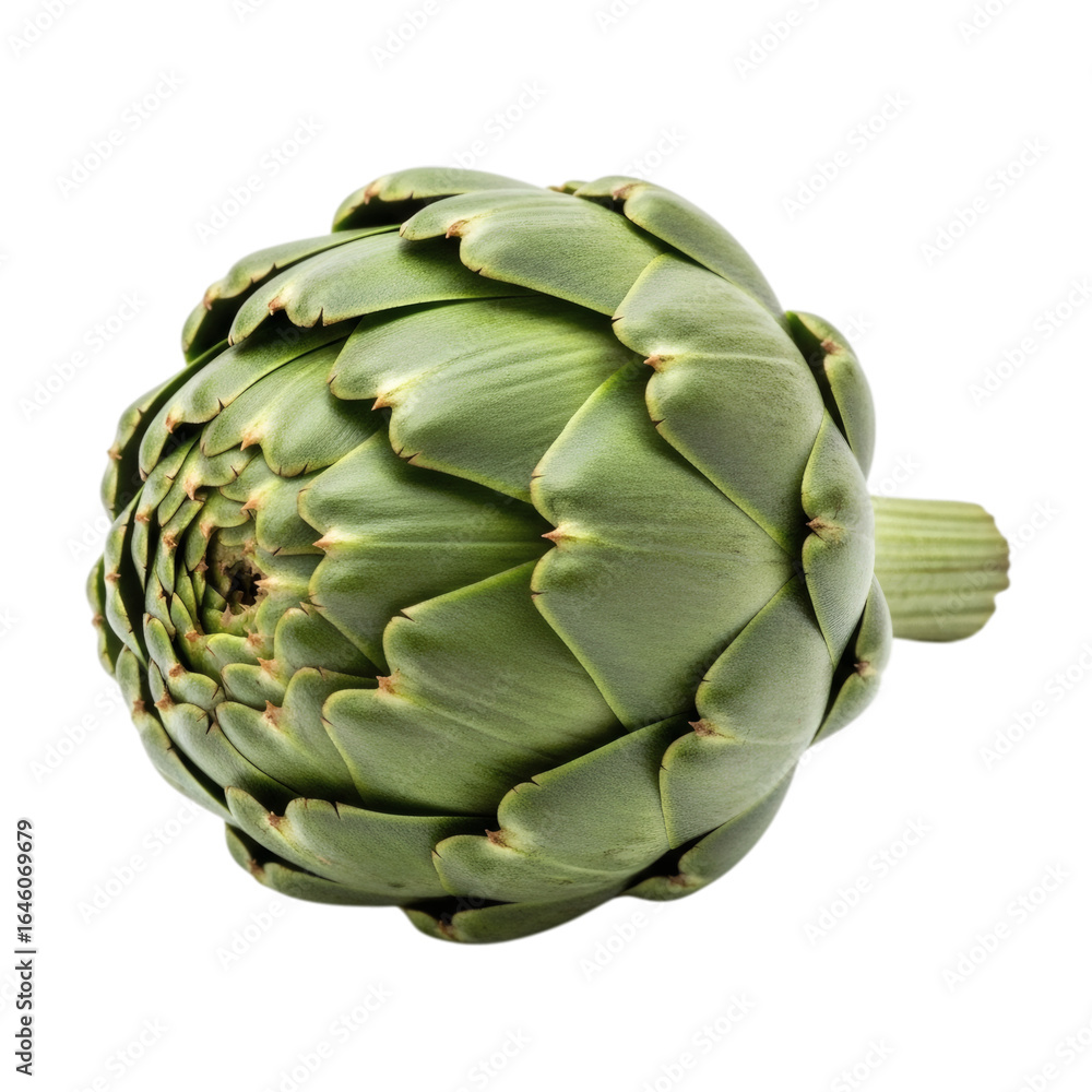 Fototapeta premium Fresh green artichoke isolated on transparent background