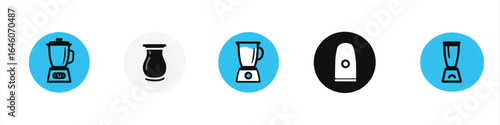 Collection of Modern Kitchen Appliance Icons Emphasizing Blenders and Juicers in a Clean Minimalist Style for Recipe Blogs and Culinary Websites