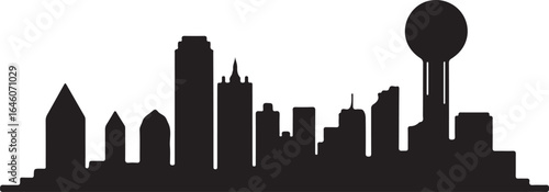 Dallas skyline silhouette horizontal banner Texas cityscape vector illustration