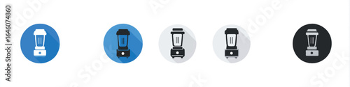 Colorful Blender Icon Set Minimalist Kitchen Appliance Design Collection Modern Flat Design Style Vector Illustration Various Background Colors Smoothie Maker Juicer Equipment Culinary Tool Set