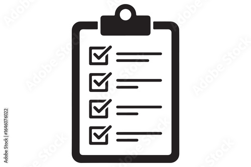 Checklist clipboard silhouette icon for task management and planning isolated on white background
