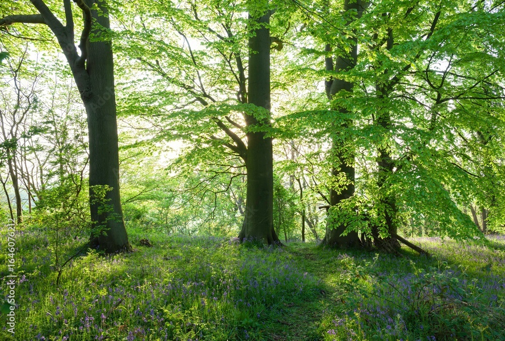 Fototapeta premium Bluebell woods near Chipping Campden, Cotswolds, Gloucestershire, England
