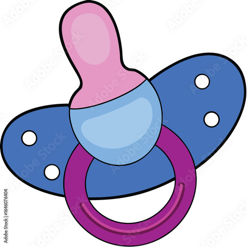 Cute Baby Pacifier Illustration Blue and Pink