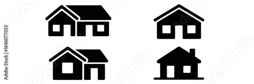Various simple house icons set for web design, real estate applications, and digital platforms