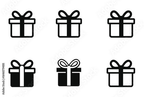 Festive Gift Box Icons A Collection of Simple Presents for Celebrations and Occasions