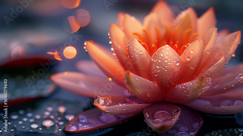A close-up of a water lily intricate pattern
