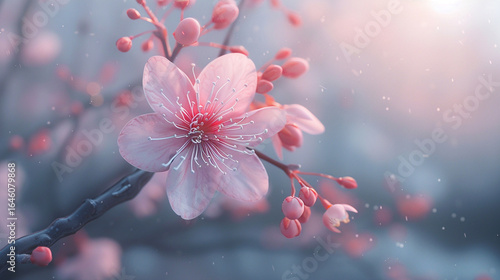 A delicate cherry blossom in full bloom