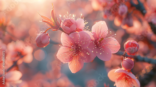 A delicate cherry blossom in full bloom