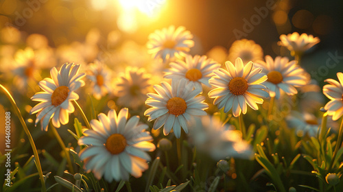 A daisy chain on a sunlit meadow