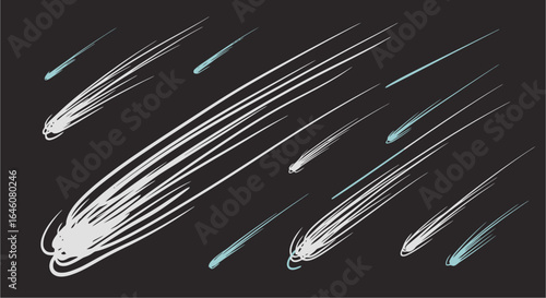 Dynamic Cosmic Lines - Sumi-e Vector Art