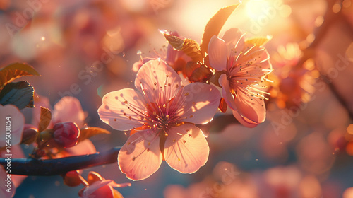 A delicate cherry blossom in full bloom