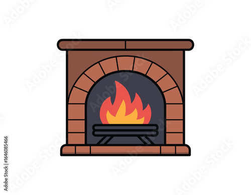 Cozy fireplace with burning logs radiates warmth and comfort