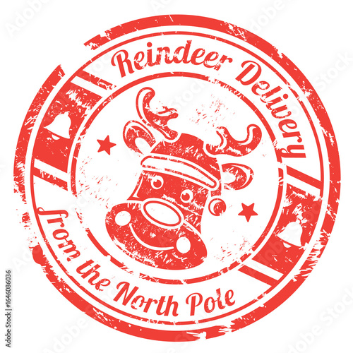 Santa reindeer red stamp for a Christmas gift