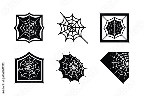 Cobweb corners silhouette vector illustration black halloween artboard