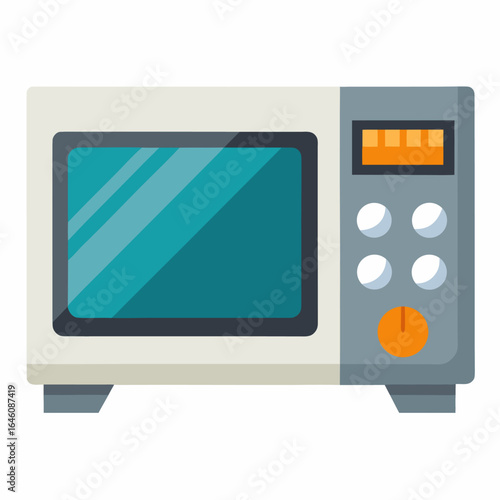 Grey microwave oven with digital display vector illustration
