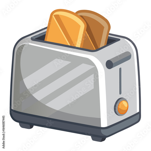Silver two slice toaster kitchen appliance vector graphic