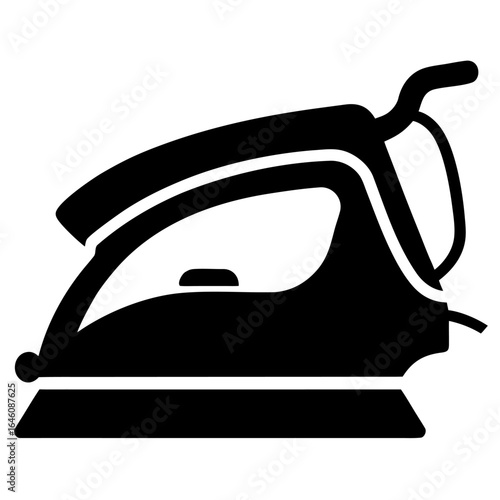 Black silhouette of a steam iron for design projects