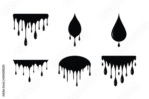 Dripping blood effect silhouette vector illustration black halloween artboard