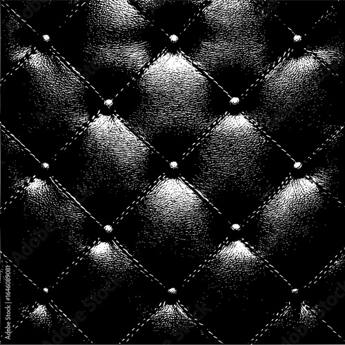 Black leather texture background with buttoned pattern for upholstery and furniture design idea concept