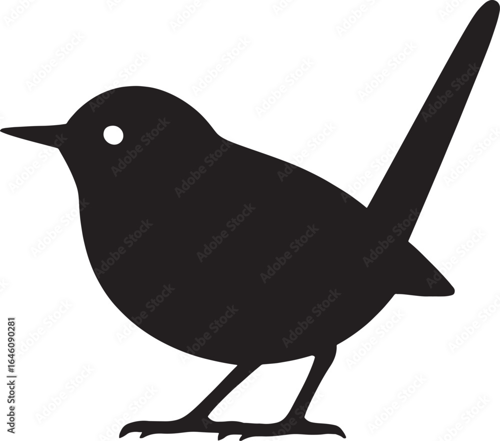 Obraz premium Elegant black silhouette of a small bird perched and ready to take flight representing nature and freedom with minimalist design for various creative projects